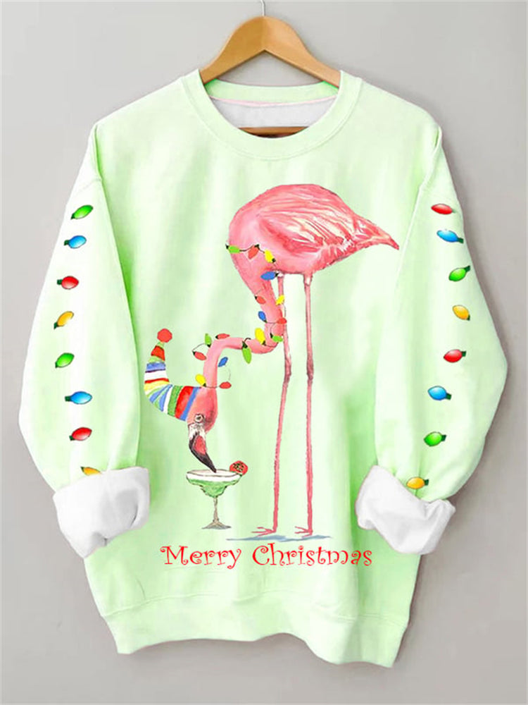 Merry Christmas Flamingo Fun Casual Sweatshirt