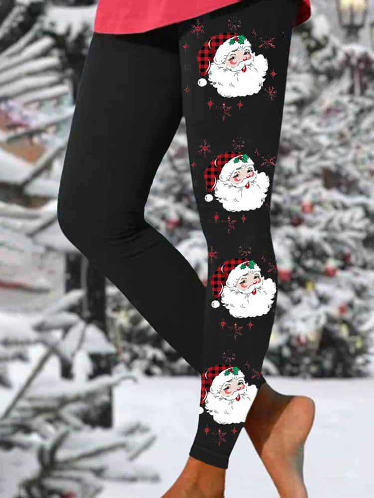 Santa Print Casual Leggings