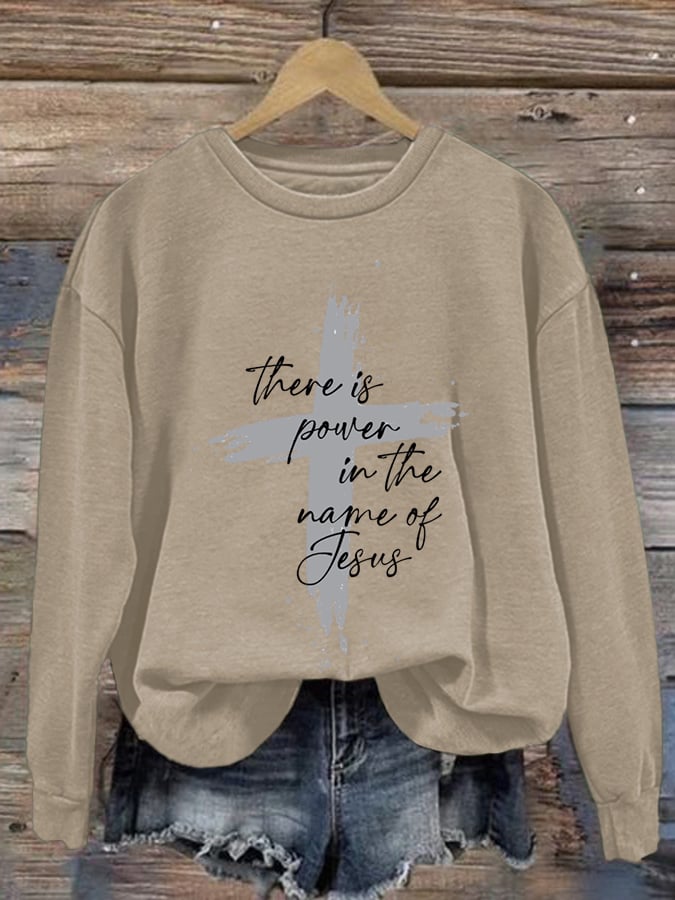 Women'S There is Power in The Name of Jesus Casual Long Sleeve  Sweatshirt