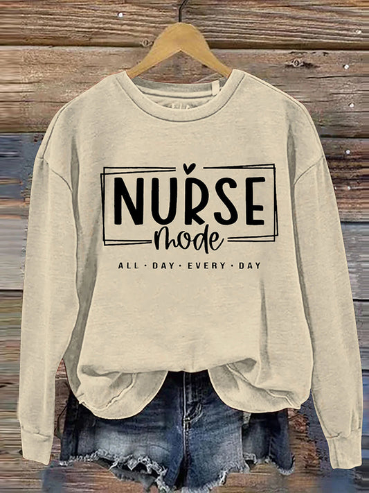 Casual Nurse Mode Letter Print Sweatshirt