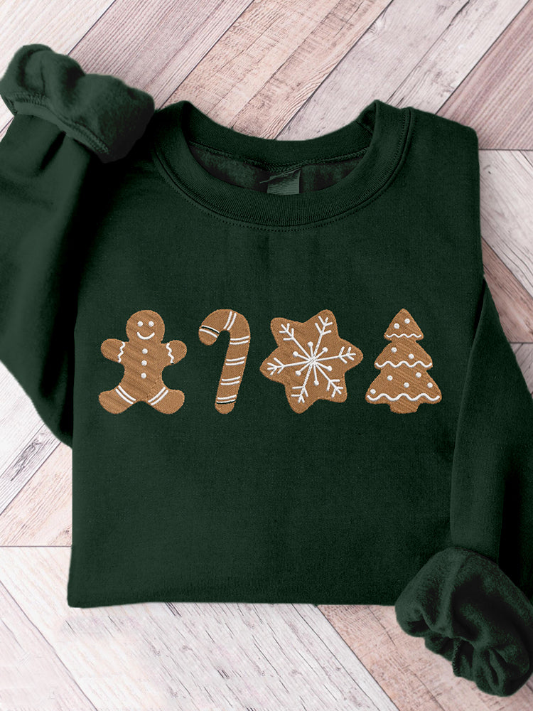 Gingerbread Christmas Embroidery Art Cozy Sweatshirt