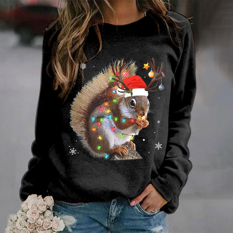 Christmas Lights Squirrel Print Sweatshirt