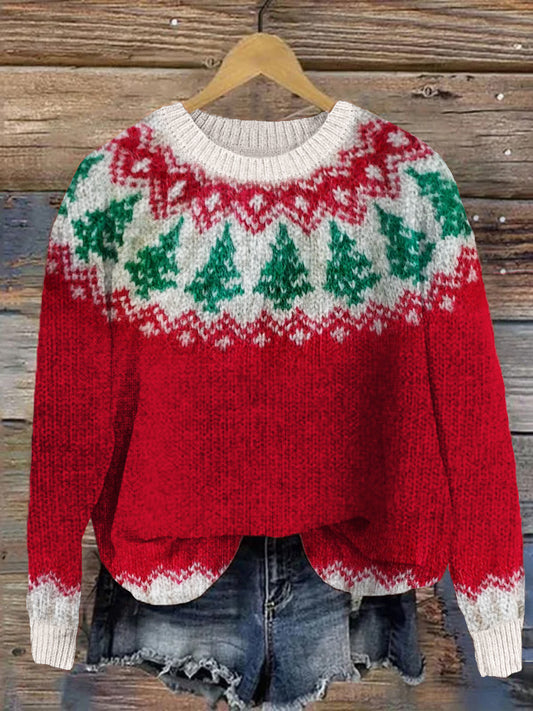 Christmas Inspired Cozy Knit Yoke Sweater