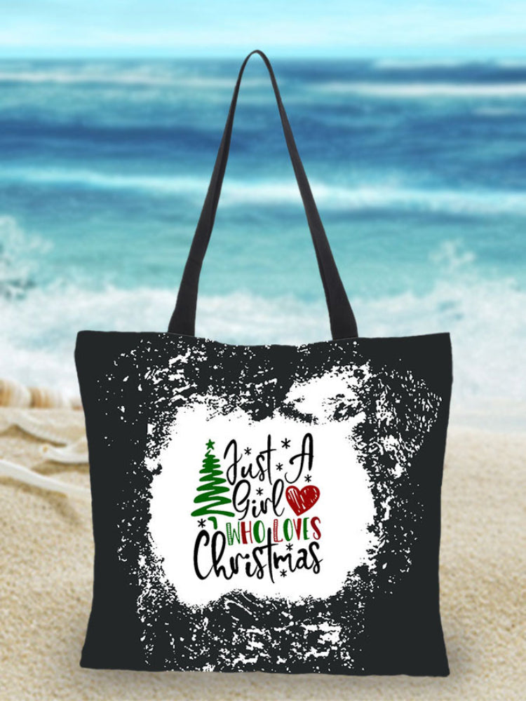 Christmas Tree Tie Dye Print Canvas Bag