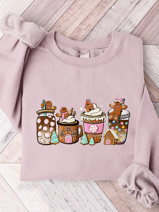 Christmas Gingerbread Coffee Graphic Comfy Sweatshirt