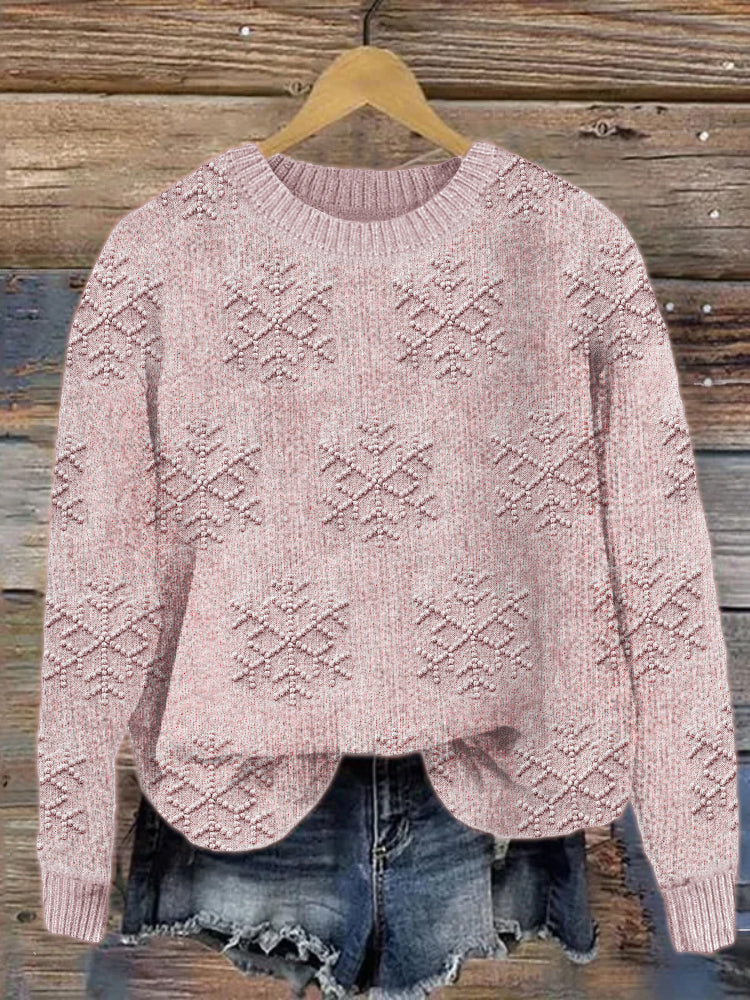 Snowflakes Crochet Jacquard Cozy Knit Sweater