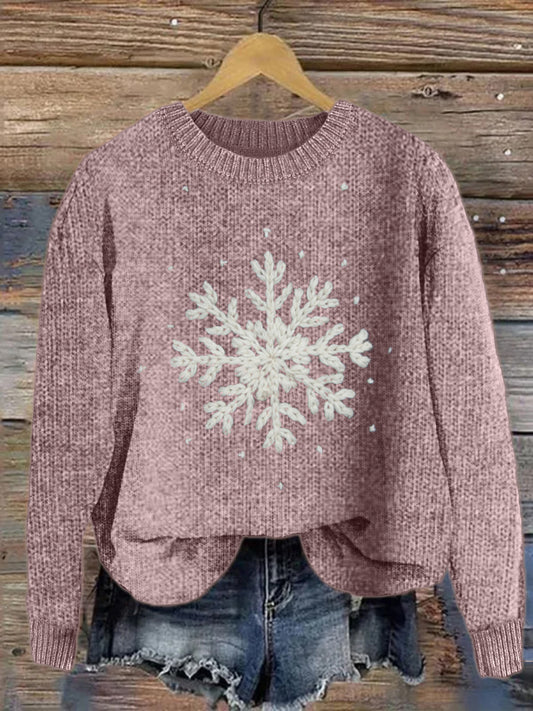 Snowflake Crochet Knit Cozy Sweater