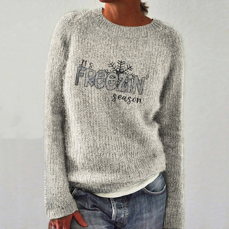 Freezin' Season Print Knitted Pullover Sweater