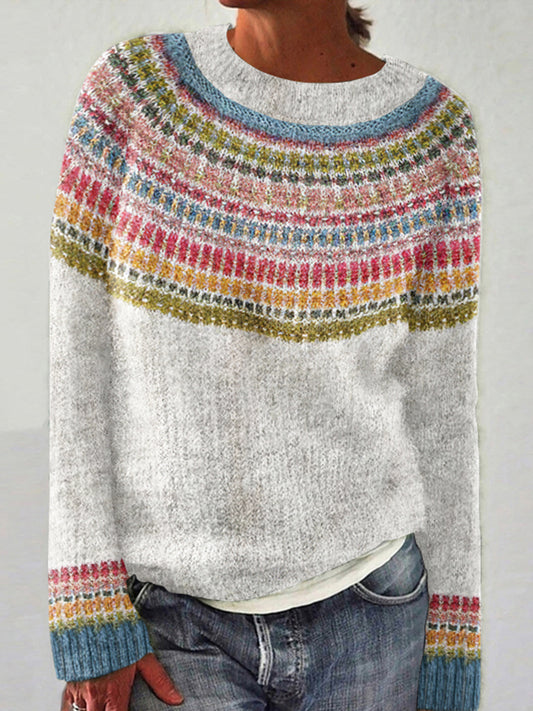 Vintage Color Block Warm Comfy Sweater