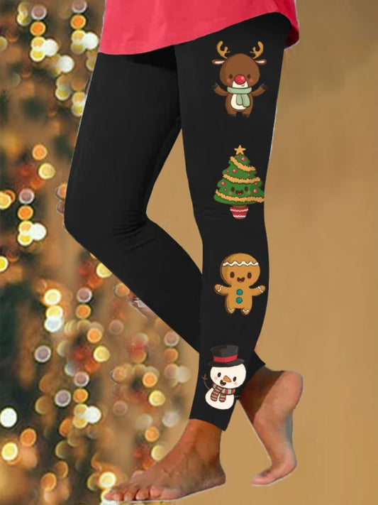 Christmas Gingerbread Man Cartoon Print Leggings