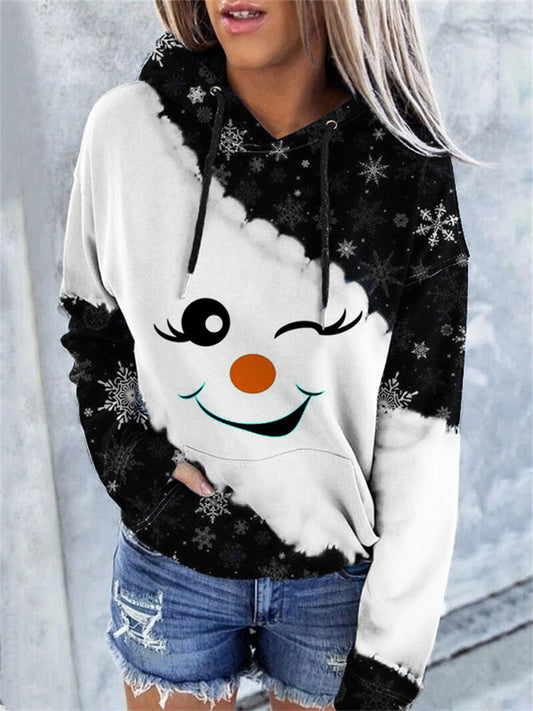 Christmas Snowman Snowflake Tie Dye Hoodie