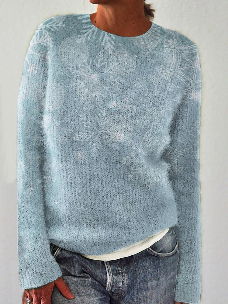 Snowflakes Glitter Gradient Cozy Knit Sweater