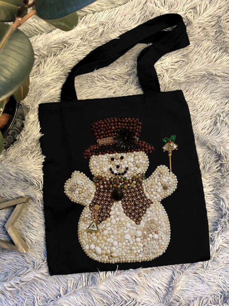 Cute Christmas Snowman Jewelry Art Tote Bag