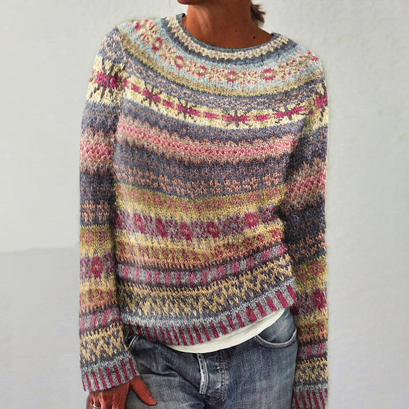 Vintage Fairman Island Knit Jacquard Crew Neck Sweater