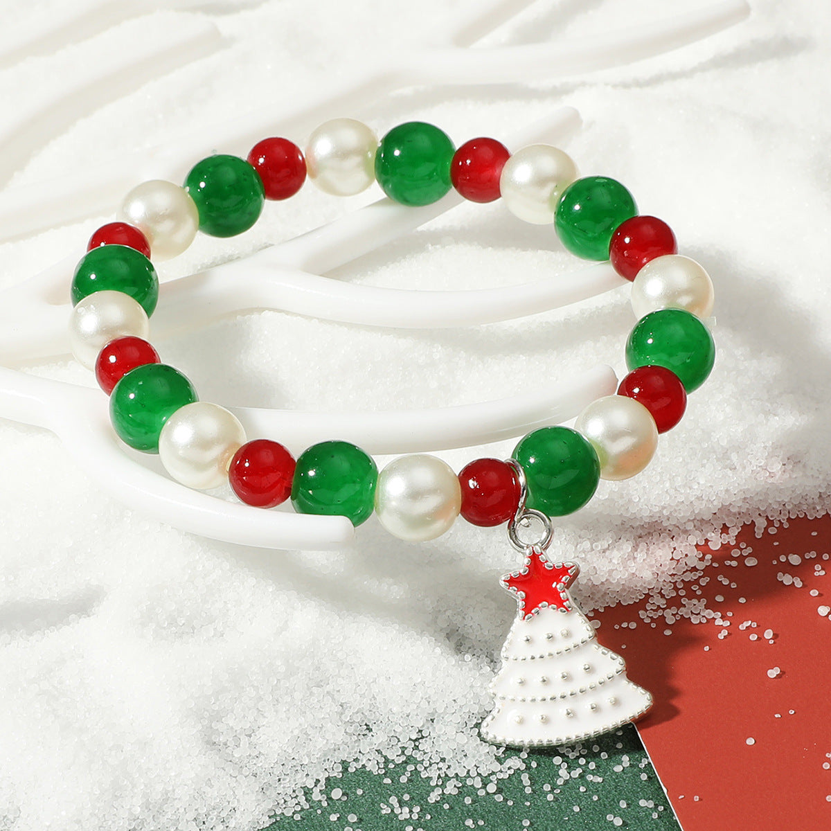 Christmas Beaded Pendant Bracelet