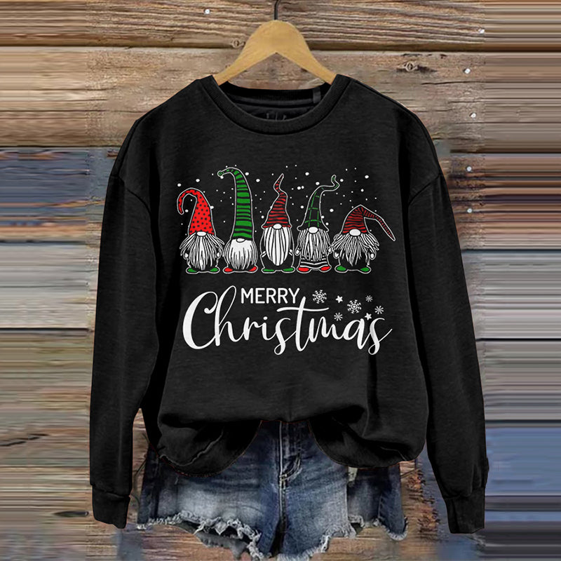 Christmas Cartoon Print Casual Pullover Sweatshirt