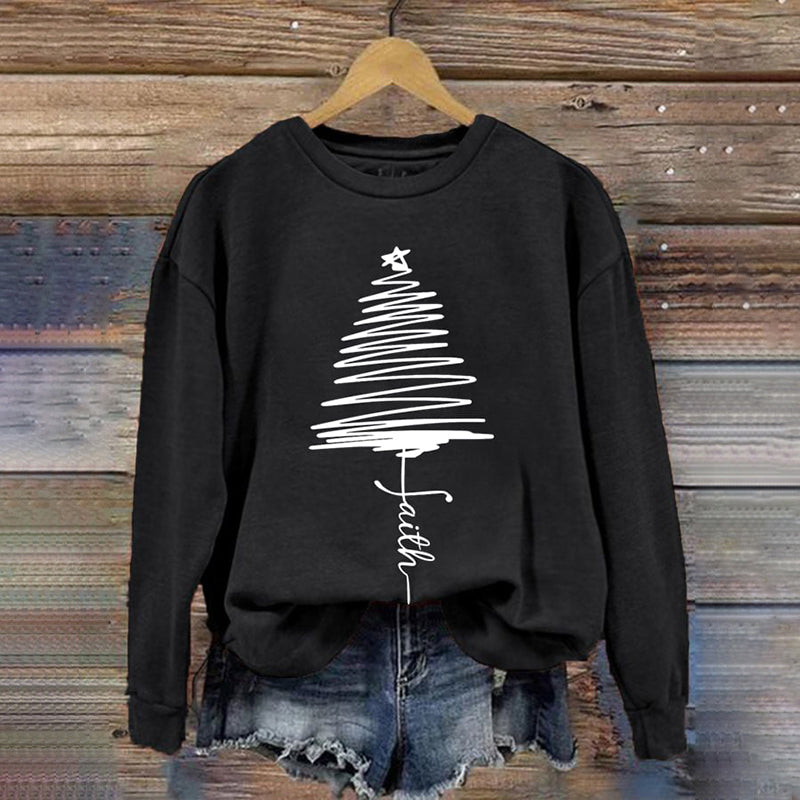 Faith Christmas Tree Long Sleeve Sweatshirt