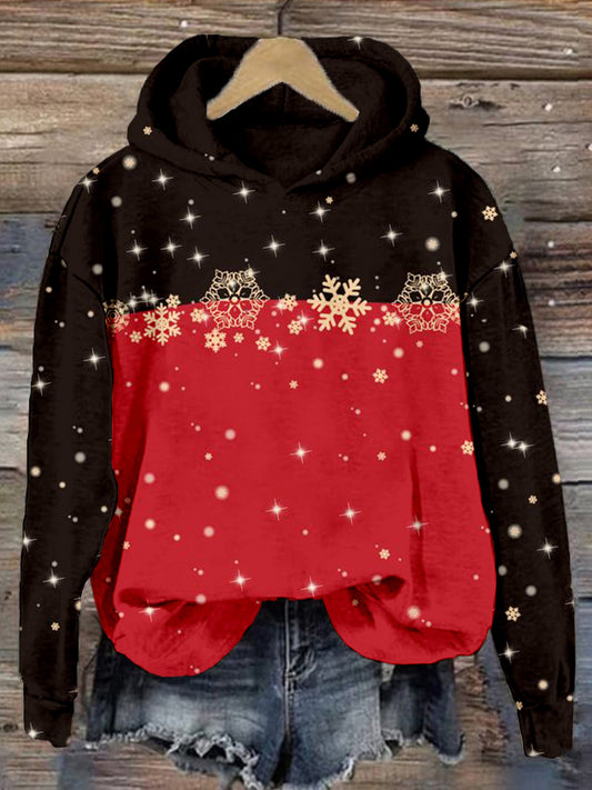 Glitter Christmas Snow Contrast Art Cozy Hoodie