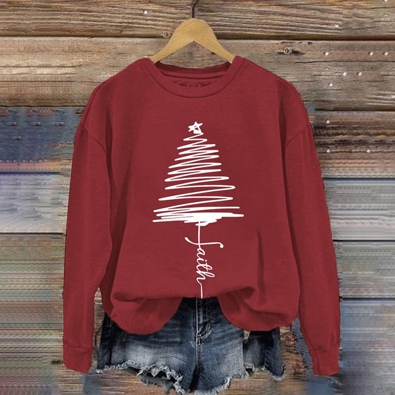 Faith Christmas Tree Long Sleeve Sweatshirt