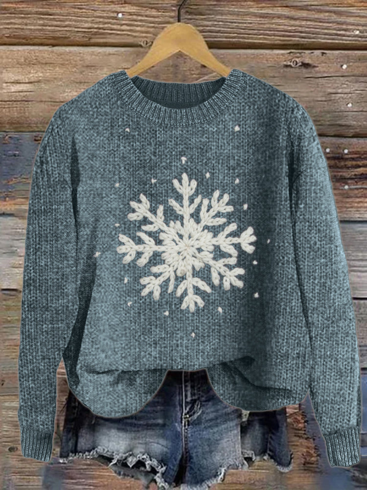 Snowflake Crochet Knit Cozy Sweater