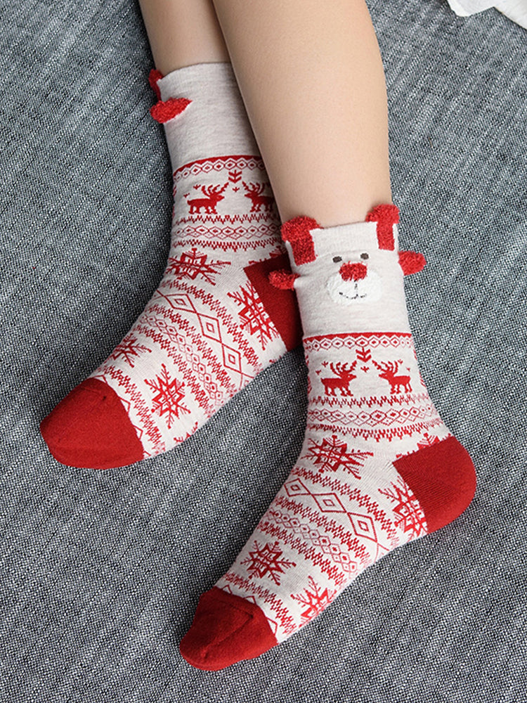 Cute Christmas Reindeer Casual Knit Socks