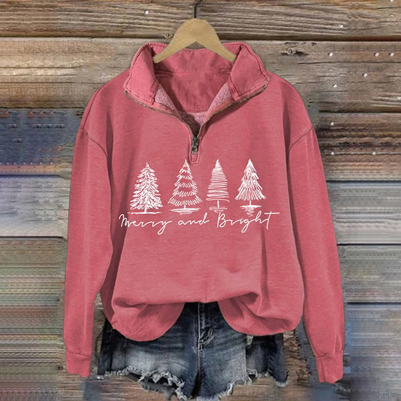 Merry Christmas Zipper Casual Hoodie Sweatshirt