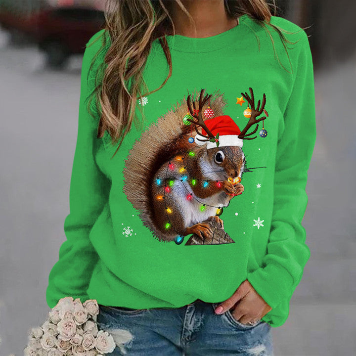 Christmas Lights Squirrel Print Sweatshirt