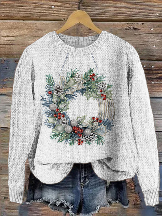 Christmas Wreath Cozy Knit Sweater