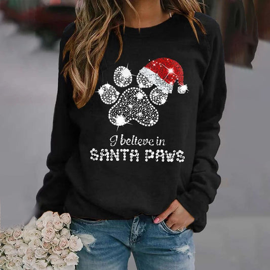 Vintage I Believe In Santa Paws Print Sweatshirt