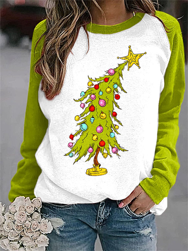 Christmas Tree Print Casual Sweatshirt