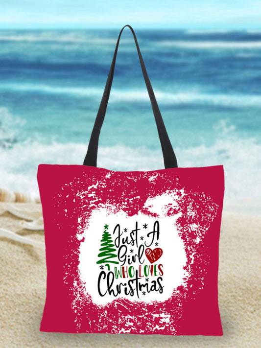 Christmas Tree Tie Dye Print Canvas Bag