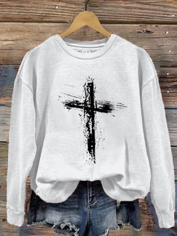 Women's Faith Cross Print Sweatshirt