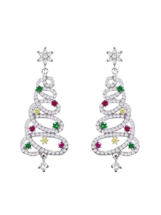 Colorful Zirconia Micro Set Christmas Tree Earings