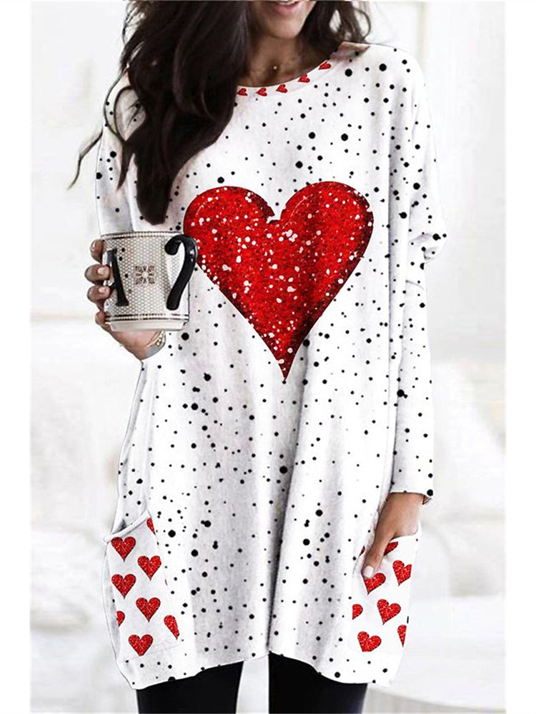 Valentine's Day Love Pocket Long Sleeve T-Shirt