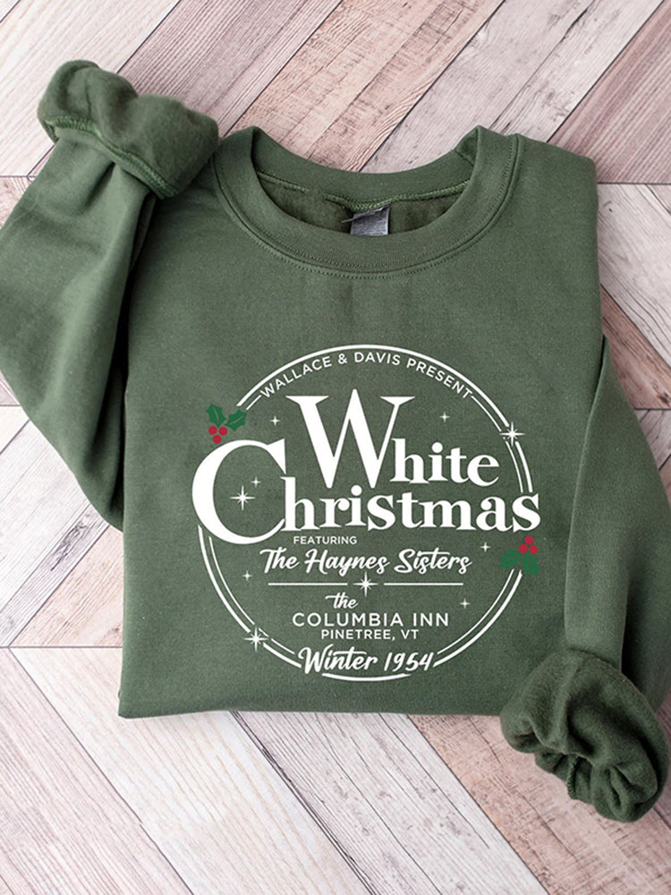 Women's Christmas White Movie 1954 Printed Long Sleeve Sweatshirt