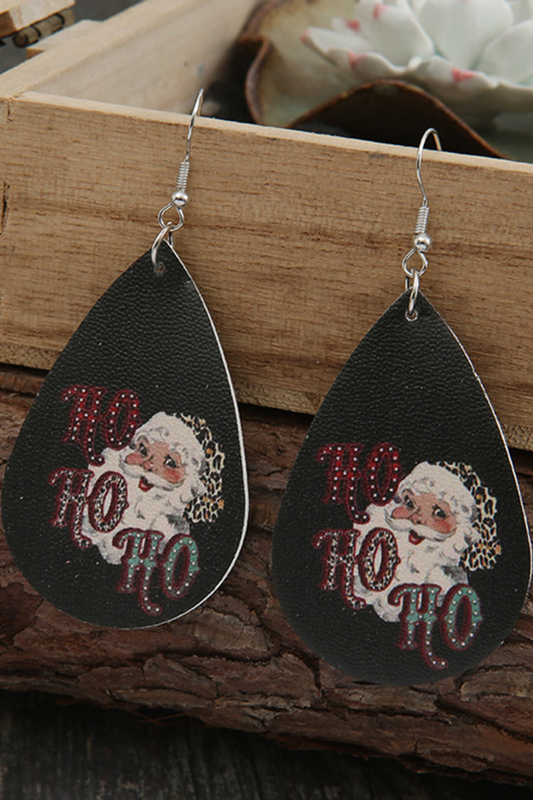 Christmas Vintage Leopard Print Santa Leather Earrings