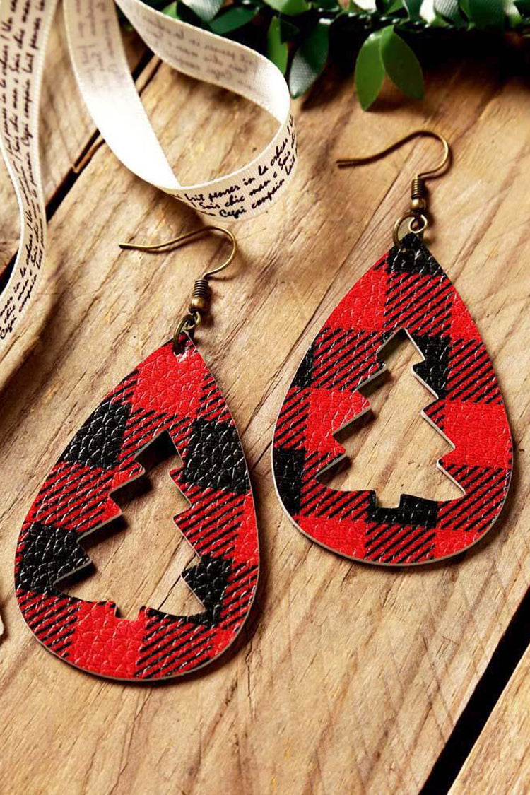 Fashion Check Cutout Christmas Tree Earrings