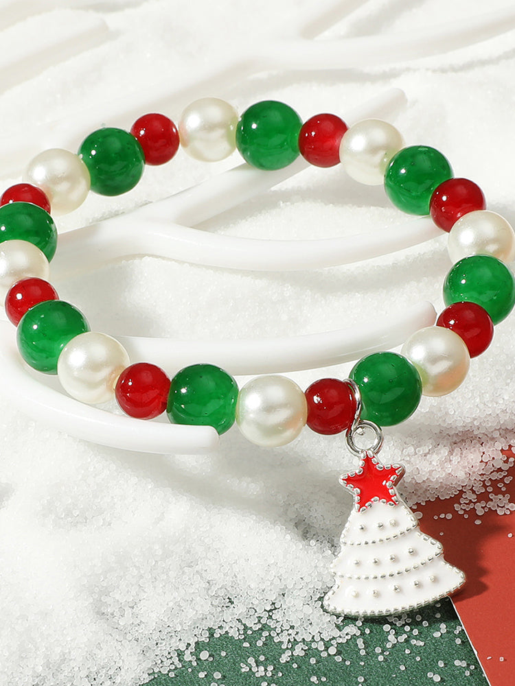 Christmas Beaded Pendant Bracelet