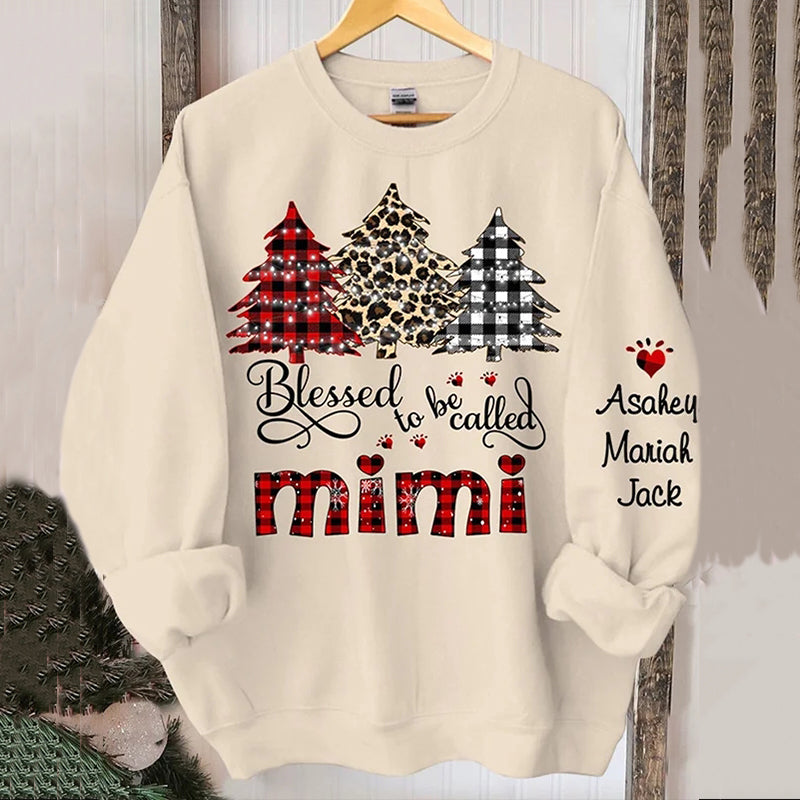 Christmas Tree Print Pullover Loose Sweatshirt