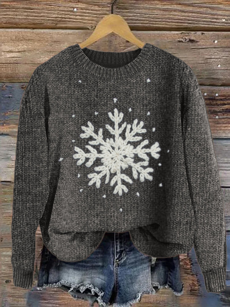 Snowflake Crochet Knit Cozy Sweater