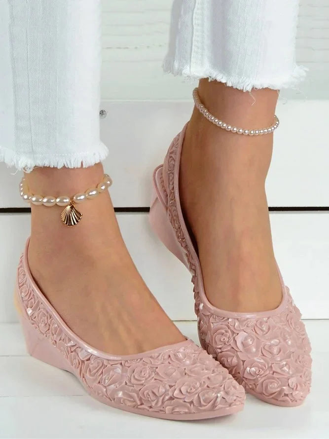 🔥Last Day 50% OFF -Floral Wedge Heel Slingback Shallow Shoes