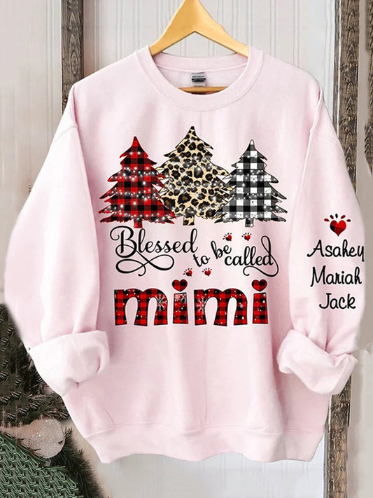 Christmas Tree Print Pullover Loose Sweatshirt