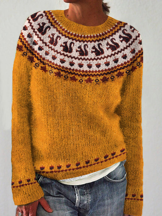 Cute Squirrel vintage Cozy knit Sweater